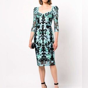 Marchesa Notte New Floral Embroidered Cut Out Cocktail Dress Size 6